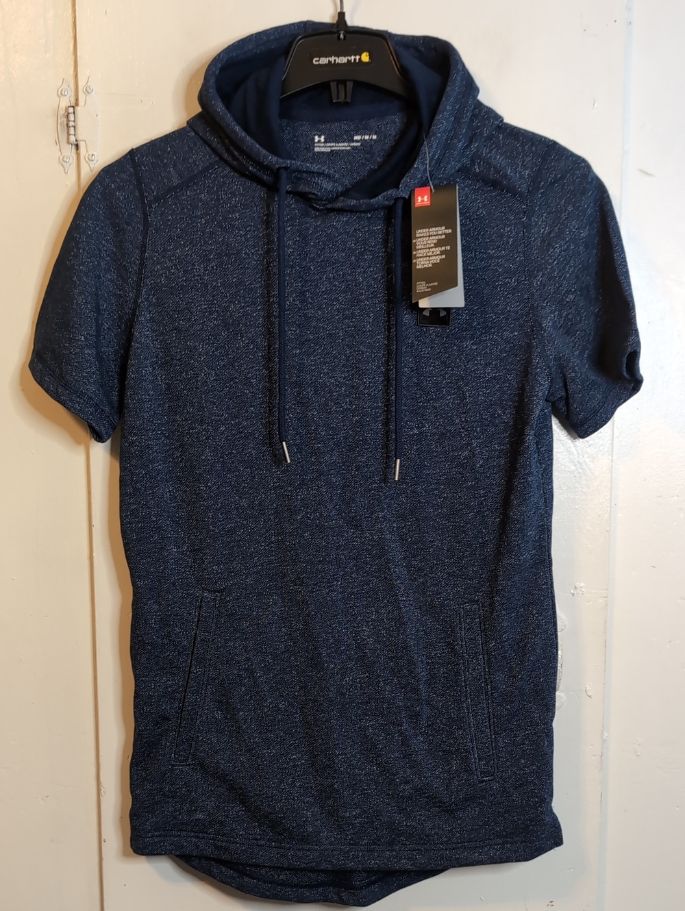 NWT Under Armour Blue Hoodie Tee mens medium
